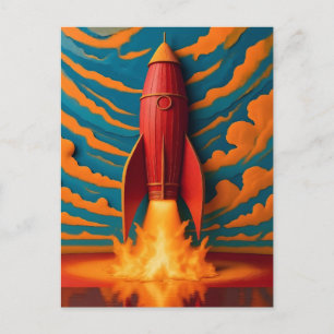 Rocket Ship: 1950s inspired Postcard