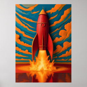 Rocket Ship: 1950s inspired Poster