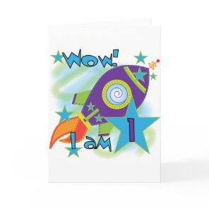 Rocket Ship 1st Birthday Tshirts and Gifts Card