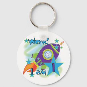 Rocket Ship 1st Birthday Tshirts and Gifts Keychain