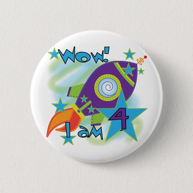 Rocket Ship 4th Birthday T-shirts and Gifts Button (Front)