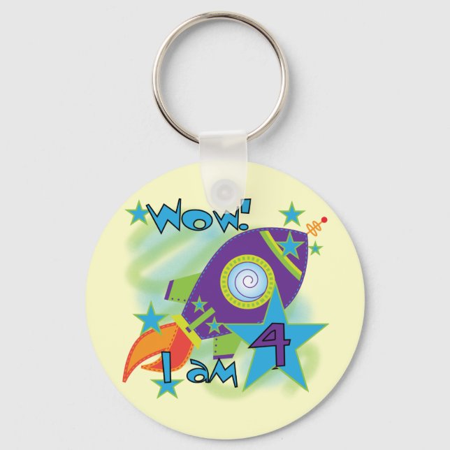Rocket Ship 4th Birthday T-shirts and Gifts Keychain (Front)