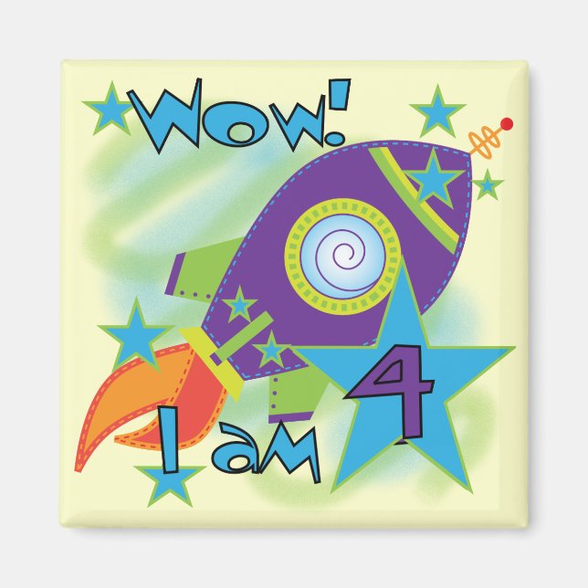 Rocket Ship 4th Birthday T-shirts and Gifts Magnet (Front)