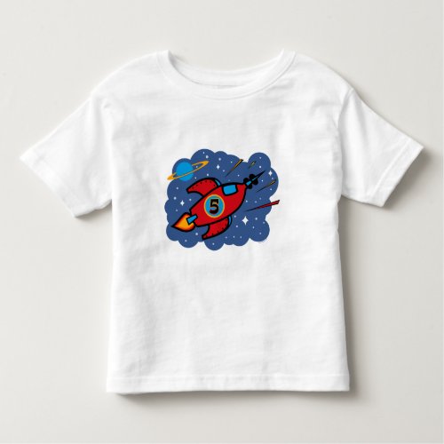 Rocket Ship 5th Birthday Toddler T_shirt
