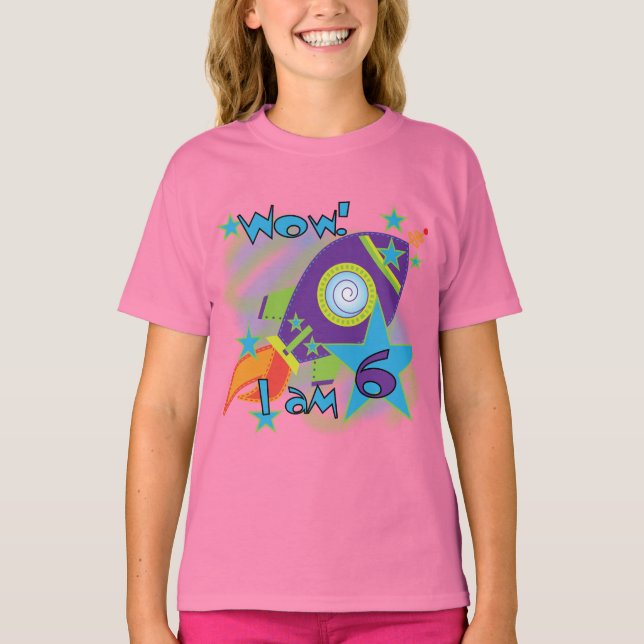Rocket Ship 6th Birthday Tshirts and Gifts (Front)