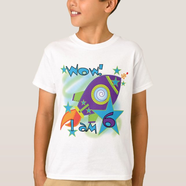 Rocket Ship 6th Birthday Tshirts and Gifts (Front)