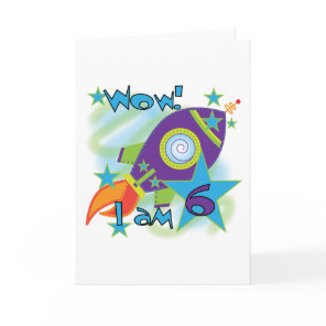 Rocket Ship 6th Birthday Tshirts and Gifts Card