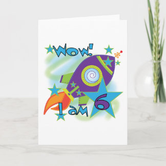 Rocket Ship 6th Birthday Tshirts and Gifts Card