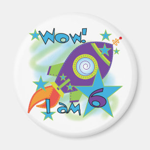 Rocket Ship 6th Birthday Tshirts and Gifts Magnet