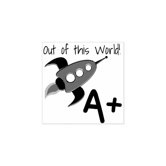 Rocket ship A+ Rubber Stamp (Imprint)