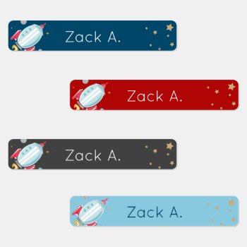 Rocket Ship And Stars Waterproof Kids' Labels by origamiprints at Zazzle