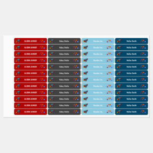 Rocket Ship and Stars Waterproof Kids' Labels