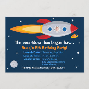 Rocket Ship Birthday Party Invitation