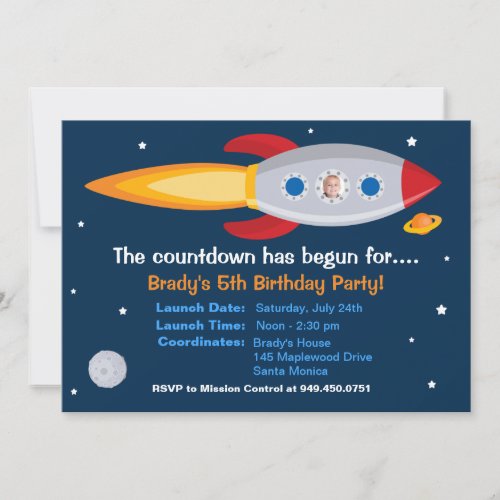 Rocket Ship Birthday Party Invitation