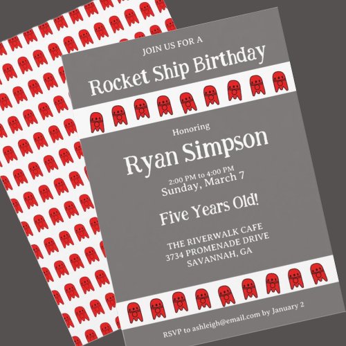 Rocket Ship Birthday Party Invitation