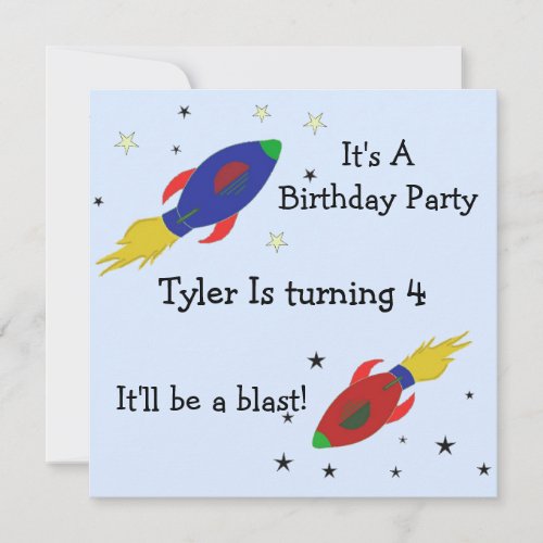 Rocket Ship Birthday Party Invitation