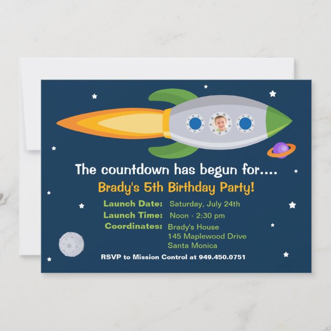Rocket Ship Birthday Party Invitation (Front)