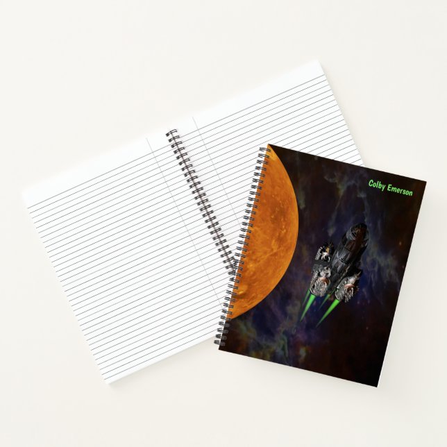 Rocket Ship Blast Off in Outer Space - Rocketship Notebook (Inside)