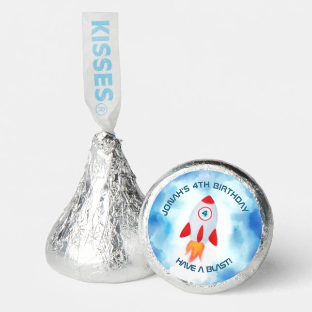 Rocket Ship Blast OFF Space Birthday   Hershey®'s Kisses® (Front)