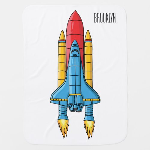 Rocket ship cartoon illustration baby blanket