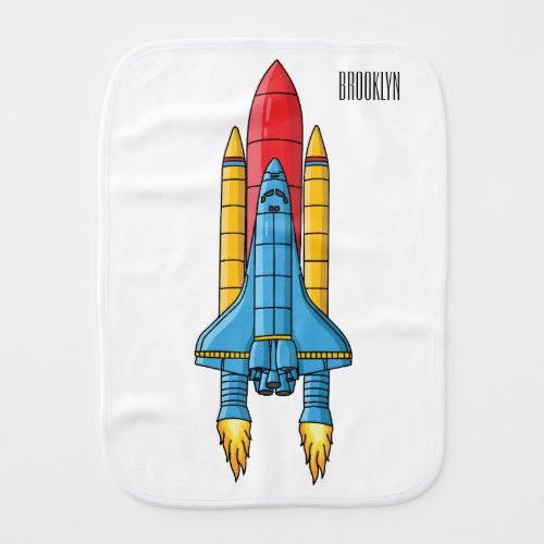Rocket ship cartoon illustration baby burp cloth