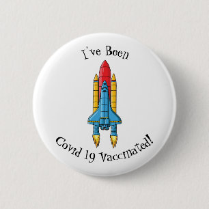 Rocket ship cartoon illustration button