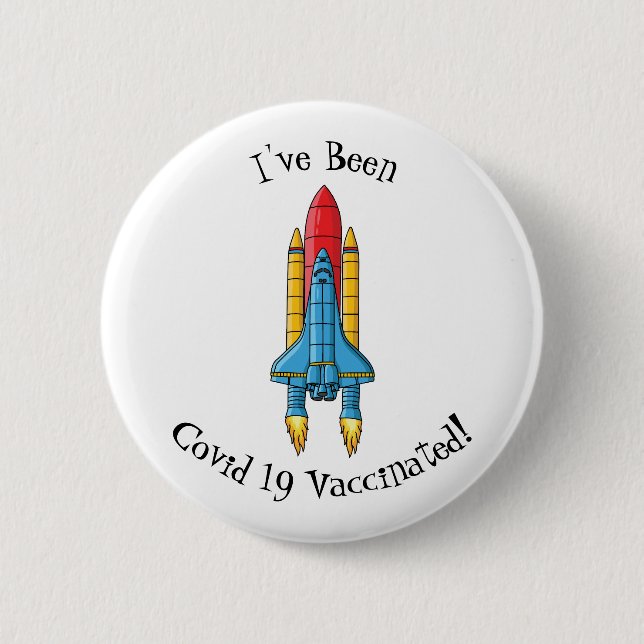 Rocket ship cartoon illustration button (Front)