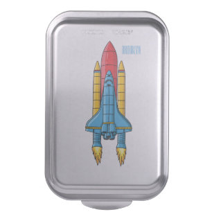 Rocket ship cartoon illustration cake pan