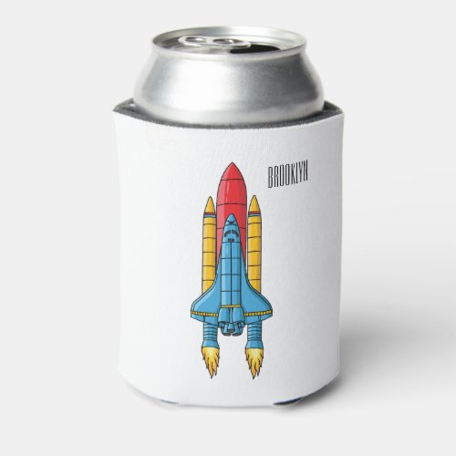 Rocket ship cartoon illustration can cooler