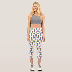 Rocket ship cartoon illustration capri leggings