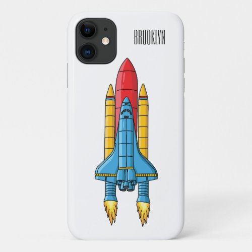 Rocket ship cartoon illustration iPhone 11 case