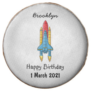 Rocket ship cartoon illustration chocolate covered oreo