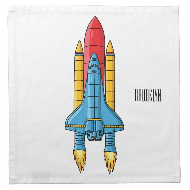 Rocket ship cartoon illustration cloth napkin (Front)