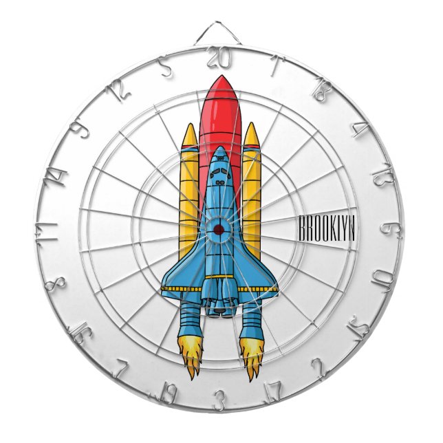 Rocket ship cartoon illustration dart board (Front)