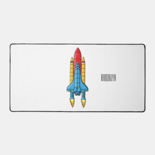 Rocket ship cartoon illustration desk mat