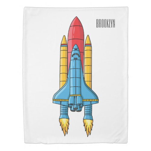 Rocket ship cartoon illustration duvet cover