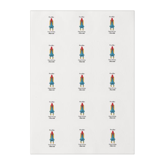 Rocket ship cartoon illustration edible frosting rounds (Sheet)