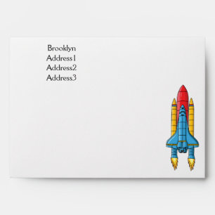 Rocket ship cartoon illustration envelope