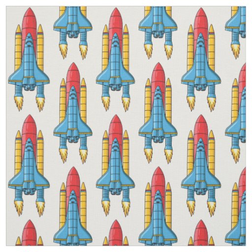 Rocket ship cartoon illustration fabric
