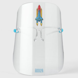 Rocket ship cartoon illustration face shield