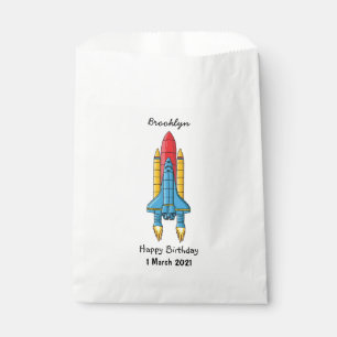 Rocket ship cartoon illustration favor bag