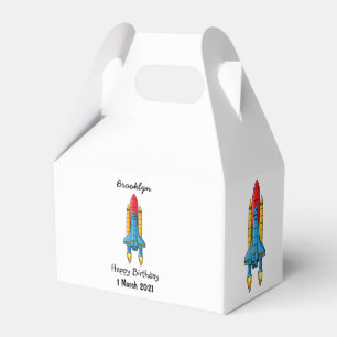 Rocket ship cartoon illustration favor boxes