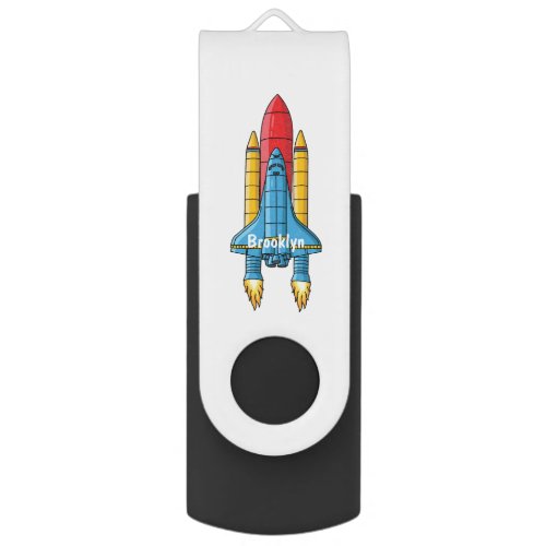 Rocket ship cartoon illustration flash drive