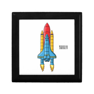 Rocket ship cartoon illustration gift box