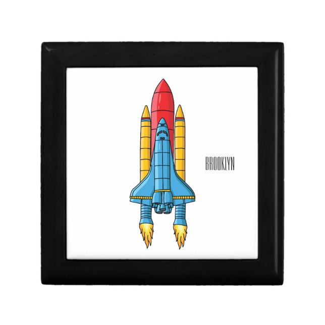 Rocket ship cartoon illustration gift box (Front)