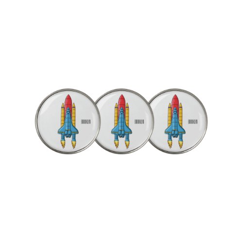 Rocket ship cartoon illustration golf ball marker