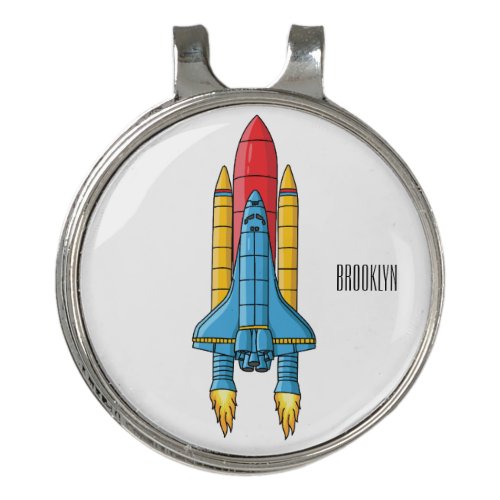 Rocket ship cartoon illustration golf hat clip