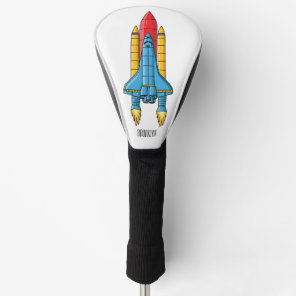 Rocket ship cartoon illustration golf head cover