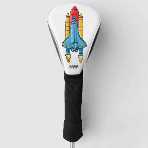Rocket ship cartoon illustration golf head cover