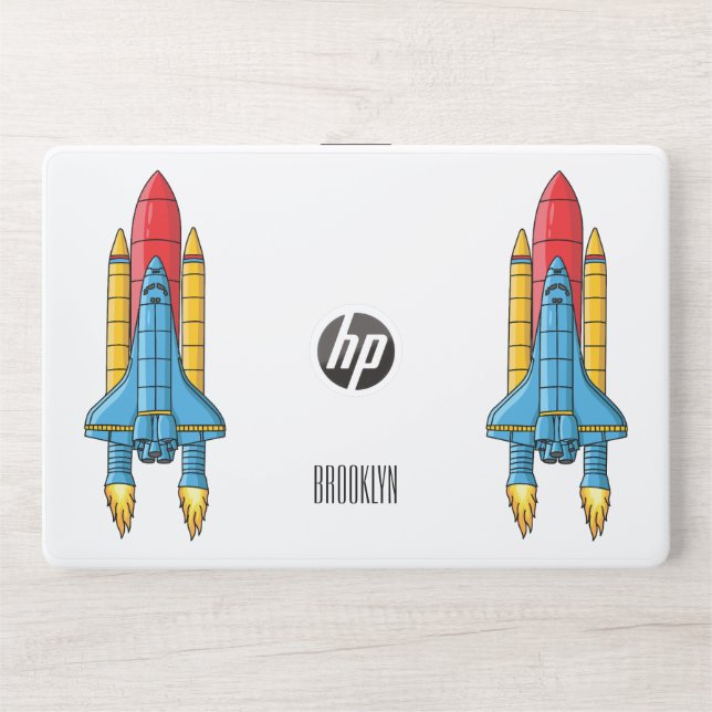Rocket ship cartoon illustration HP laptop skin (Front)